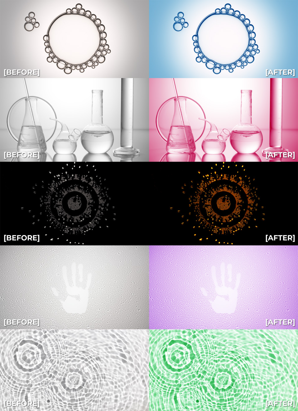 Grayscale color luts before and after